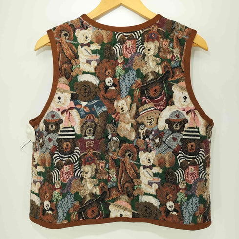 くま 刺繍 ゴブラン織り ベスト レディース
