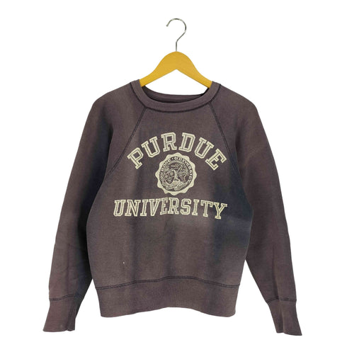 チャンピオン Champion 60S USA製 ランタグ PURDUE UNIVERSITY カレッジ 3段 プリント ラグラン スリーブ クルーネック スウェット フェード メンズ import:L