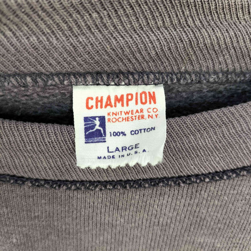 チャンピオン Champion 60S USA製 ランタグ PURDUE UNIVERSITY カレッジ 3段 プリント ラグラン スリーブ クルーネック スウェット フェード メンズ import:L