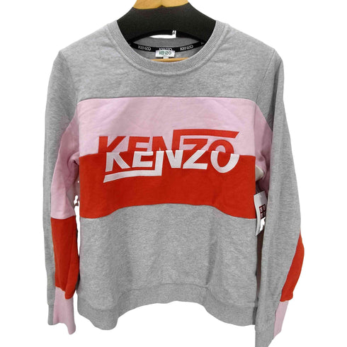 ケンゾー KENZO ロゴ 刺繍 パネル 切替 ズレ クルーネック スウェット レディース import:L