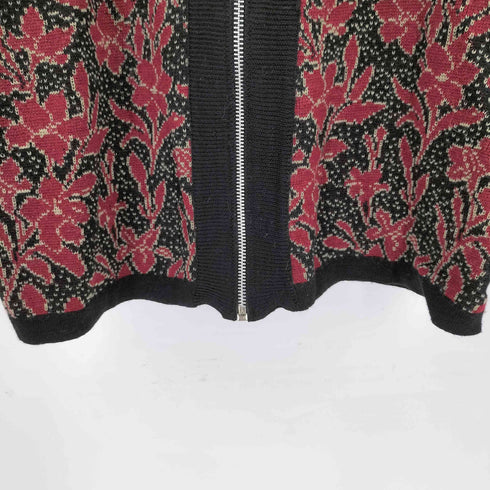 アニエスベー agnes b. PARIS フランス製 ウール100% 総柄ジップアップカーディガン レディース JPN:2