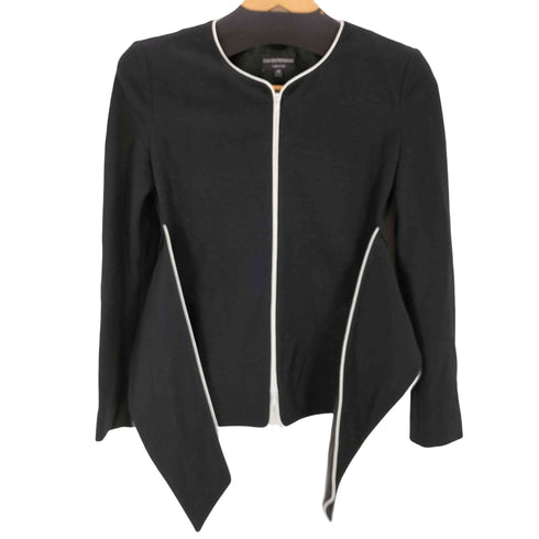 エンポリオアルマーニ EMPORIO ARMANI パイピングデザインノーカラージャケット レディース JPN:38