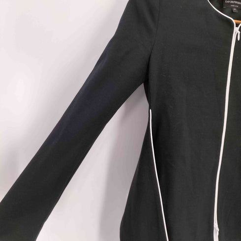 エンポリオアルマーニ EMPORIO ARMANI パイピングデザインノーカラージャケット レディース JPN:38