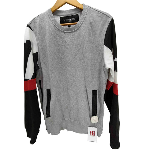 ハイドロゲン HYDROGEN アーム ナンバリング 17 スカル 異素材切替 ジップデザイン クルーネック スウェット メンズ import:M