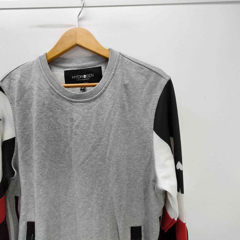 ハイドロゲン HYDROGEN アーム ナンバリング 17 スカル 異素材切替 ジップデザイン クルーネック スウェット メンズ import:M
