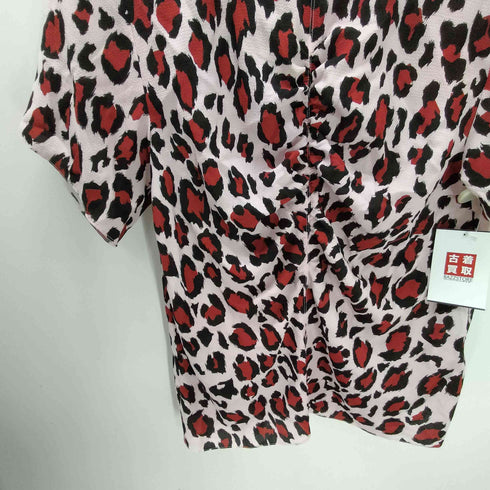 ケンゾー KENZO レオパード柄 総柄 ギャザー ポリ Tシャツ レディース 34