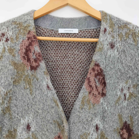 ジーナシス JEANASIS 5GフラワーラメフェザーVカーディガン レディース FREE