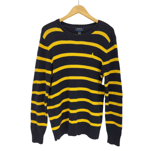 ポロラルフローレン POLO RALPH LAUREN ポニー刺繍 エルボーパッチ ボーダーニット メンズ import:XL