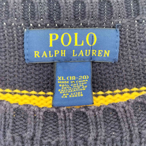 ポロラルフローレン POLO RALPH LAUREN ポニー刺繍 エルボーパッチ ボーダーニット メンズ import:XL