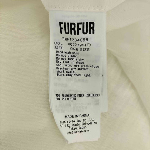ファーファー furfur フリルスリーブバンドカラーシャツ レディース ONE SIZE