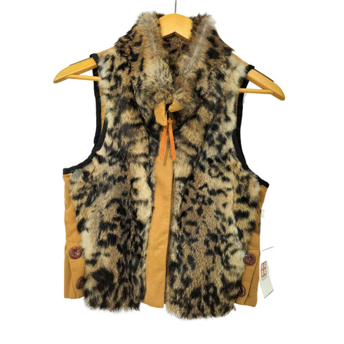 1% ICHI PERCENT レオパード ラビットファー コーデュロイ切替 ダブルジップ ベスト レディース JPN:2