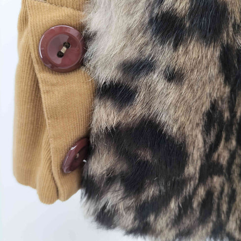 1% ICHI PERCENT レオパード ラビットファー コーデュロイ切替 ダブルジップ ベスト レディース JPN:2