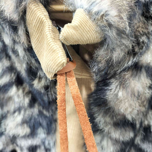 1% ICHI PERCENT レオパード ラビットファー コーデュロイ切替 ダブルジップ ベスト レディース JPN:2