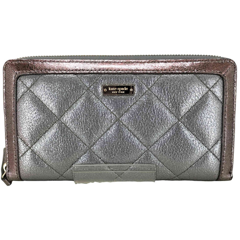 ケイトスペードニューヨーク kate spade NEW YORK メタリックシルバー キルティング 長財布 レディース