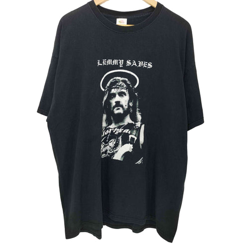 00s Lemmy Saves ヘヴィメタル ハードコア パンク アートワークプリント S/S Tシャツ メンズ import:XXL