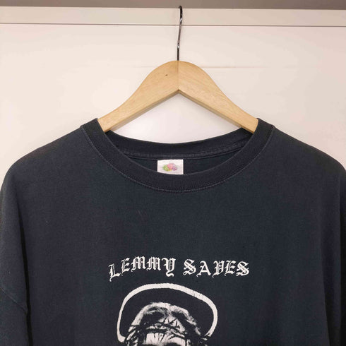 00s Lemmy Saves ヘヴィメタル ハードコア パンク アートワークプリント S/S Tシャツ メンズ import:XXL