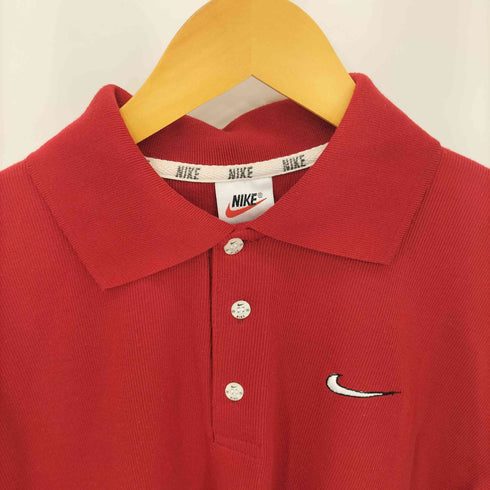 ナイキ NIKE 90s 銀タグ フロントロゴ刺繍 コットン 半袖ポロシャツ メンズ