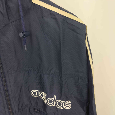 アディダス adidas 80-90s 白タグ フロントロゴ刺繍 フーデッド ナイロンジャケット メンズ import:S
