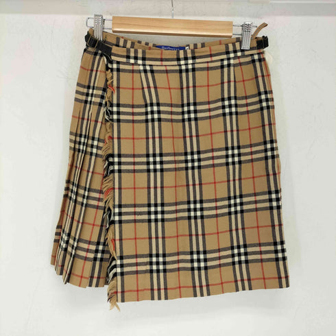 バーバリーブルーレーベル BURBERRY BLUE LABEL ノバチェック ウール プリーツ 巻きスカート レディース JPN:38