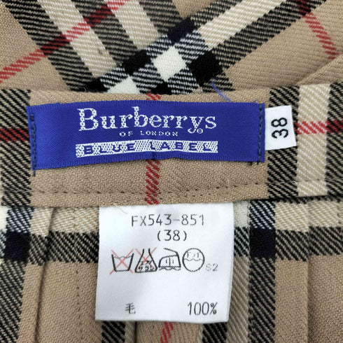バーバリーブルーレーベル BURBERRY BLUE LABEL ノバチェック ウール プリーツ 巻きスカート レディース JPN:38
