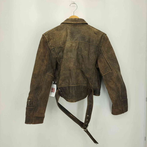 シェビニオン CHEVIGNON 00S W.R.D カウレザー クロップド ライダースジャケット Y2K レディース import:M