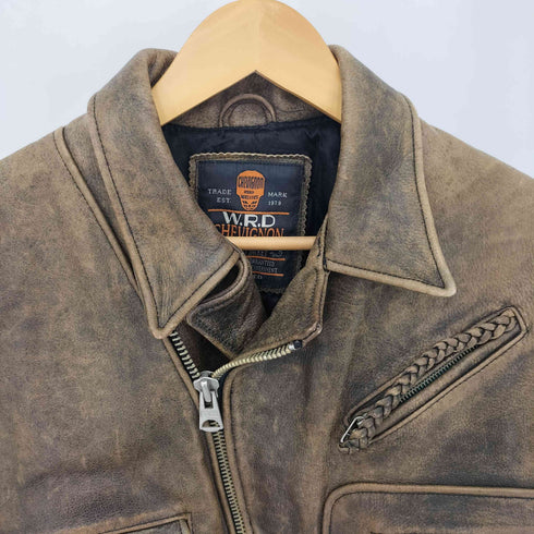 シェビニオン CHEVIGNON 00S W.R.D カウレザー クロップド ライダースジャケット Y2K レディース import:M