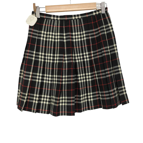 バーバリーブルーレーベル BURBERRY BLUE LABEL ノバチェック ウール プリーツ 巻きスカート レディース JPN:38