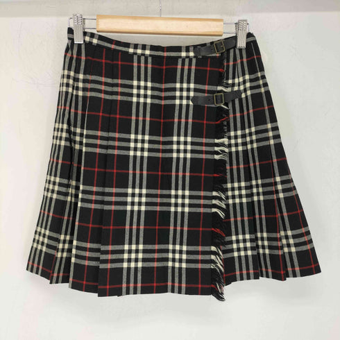 バーバリーブルーレーベル BURBERRY BLUE LABEL ノバチェック ウール プリーツ 巻きスカート レディース JPN:38
