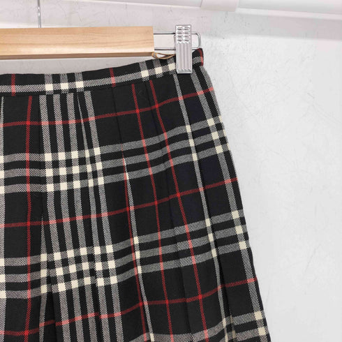 バーバリーブルーレーベル BURBERRY BLUE LABEL ノバチェック ウール プリーツ 巻きスカート レディース JPN:38