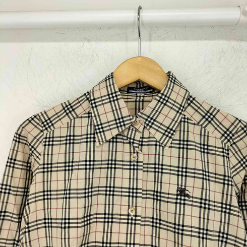 バーバリーブルーレーベル BURBERRY BLUE LABEL ワンポイント刺繍 ノバチェック L/S コットンシャツ レディース JPN:38