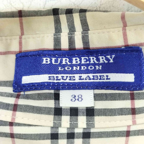バーバリーブルーレーベル BURBERRY BLUE LABEL ワンポイント刺繍 ノバチェック L/S コットンシャツ レディース JPN:38