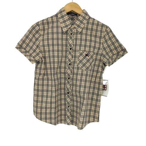 バーバリーブルーレーベル BURBERRY BLUE LABEL ワンポイント刺繍 ノバチェック S/S コットンシャツ レディース JPN:38