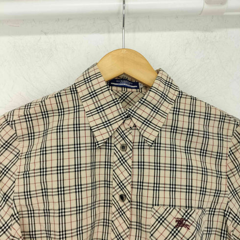 バーバリーブルーレーベル BURBERRY BLUE LABEL ワンポイント刺繍 ノバチェック S/S コットンシャツ レディース JPN:38