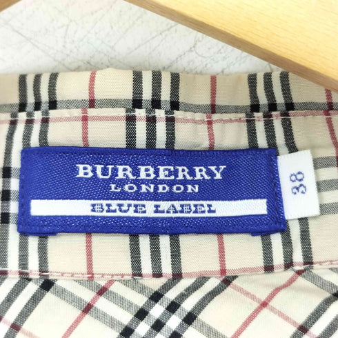 バーバリーブルーレーベル BURBERRY BLUE LABEL ワンポイント刺繍 ノバチェック S/S コットンシャツ レディース JPN:38