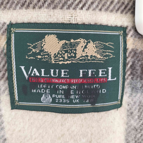 英国製 VALUE FEEL ロフテー ウール100% チェック ストール マフラー メンズ