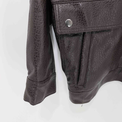 エイチアンドエム H&M COATED JACKET 短丈 ボックス フェイクレザーブルゾン レディース import:S