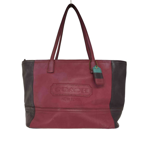 コーチ COACH ロゴ 型押し バイカラー レザー ショルダーバッグ レディース