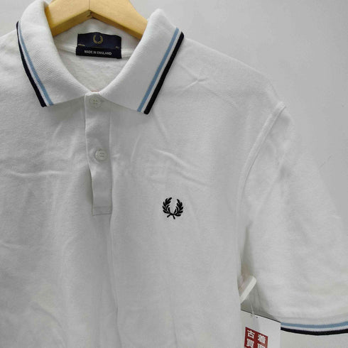 フレッドペリー FRED PERRY The Fred Perry Shirt M12 英国製 月桂樹 ロゴ 刺繍 リブ ボーダー S/S ポロシャツ メンズ EUR:46