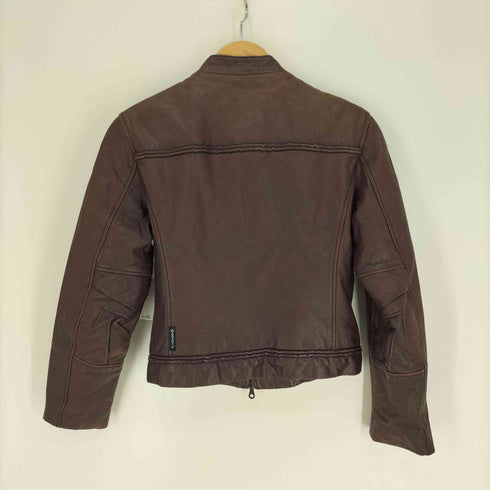 アルマーニジーンズ ARMANI JEANS ダブルジップ アップ スタンドカラー フルレザー ジャケット レディース US:4