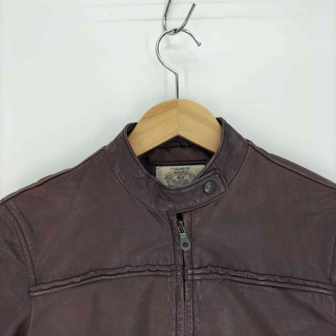 アルマーニジーンズ ARMANI JEANS ダブルジップ アップ スタンドカラー フルレザー ジャケット レディース US:4