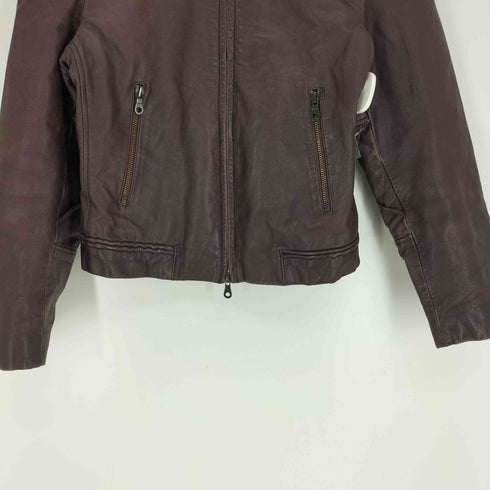 アルマーニジーンズ ARMANI JEANS ダブルジップ アップ スタンドカラー フルレザー ジャケット レディース US:4