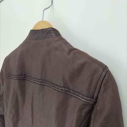 アルマーニジーンズ ARMANI JEANS ダブルジップ アップ スタンドカラー フルレザー ジャケット レディース US:4