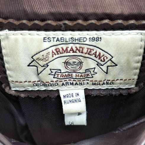 アルマーニジーンズ ARMANI JEANS ダブルジップ アップ スタンドカラー フルレザー ジャケット レディース US:4