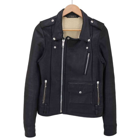 ゴールデングース GOLDEN GOOSE ムートン ボア ラムレザー ダブルライダースジャケット レディース xxs