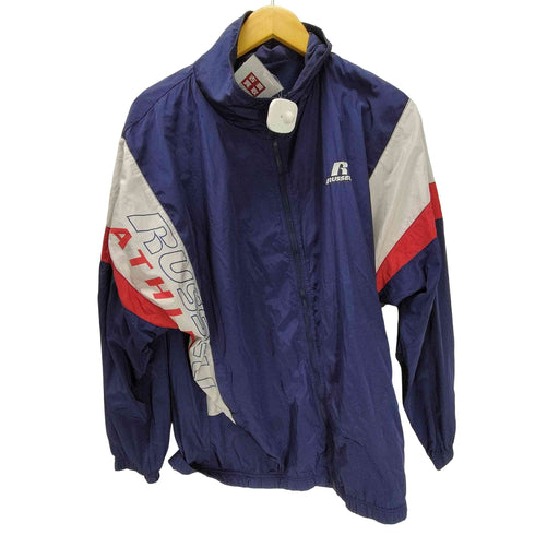 ラッセルアスレチック RUSSELL ATHLETIC 裏地メッシュ ロゴ 刺繍 バイカラー ナイロン ブルゾン ジャケット トラック ジャケット ジャージ メンズ import:L