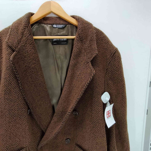 ピエールカルダン pierre cardin 80S USA製 PURE WOOL ヘリンボーン ウール チェスター ロング コート ビックサイズ メンズ