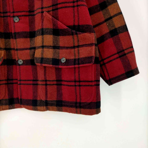 トミーヒルフィガー TOMMY HILFIGER 90S 襟レザー ウール ナイロン ハンティング チェック ジャケット 裏地キルティング メンズ import:XL