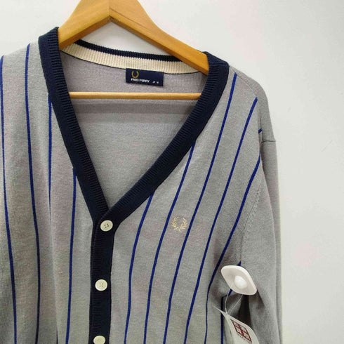 フレッドペリー FRED PERRY 月桂樹 ロゴ刺繍 ストライプ アクリル ウール カーディガン メンズ JPN:M