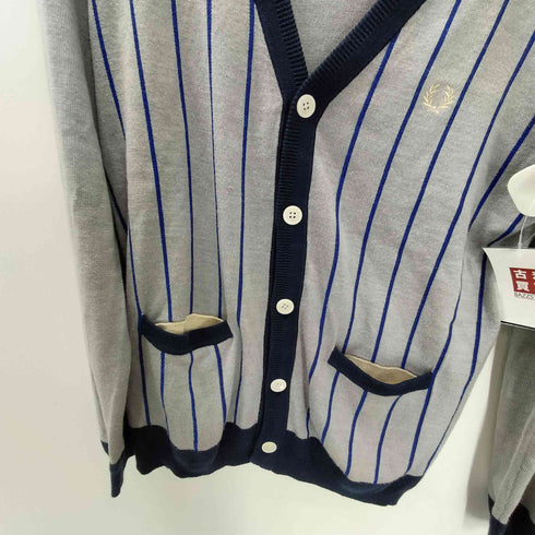 フレッドペリー FRED PERRY 月桂樹 ロゴ刺繍 ストライプ アクリル ウール カーディガン メンズ JPN:M