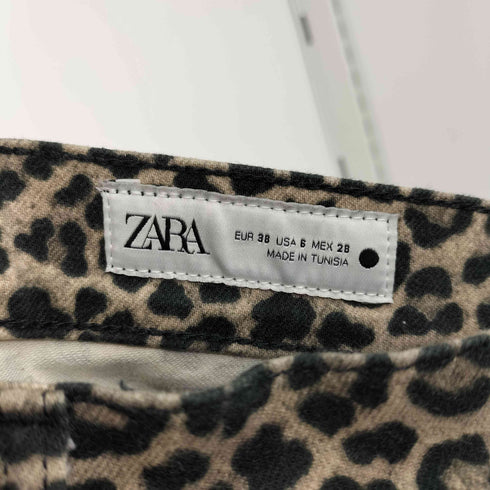 ザラ ZARA レオパード クロップド ブーツカットパンツ レディース JPN:38